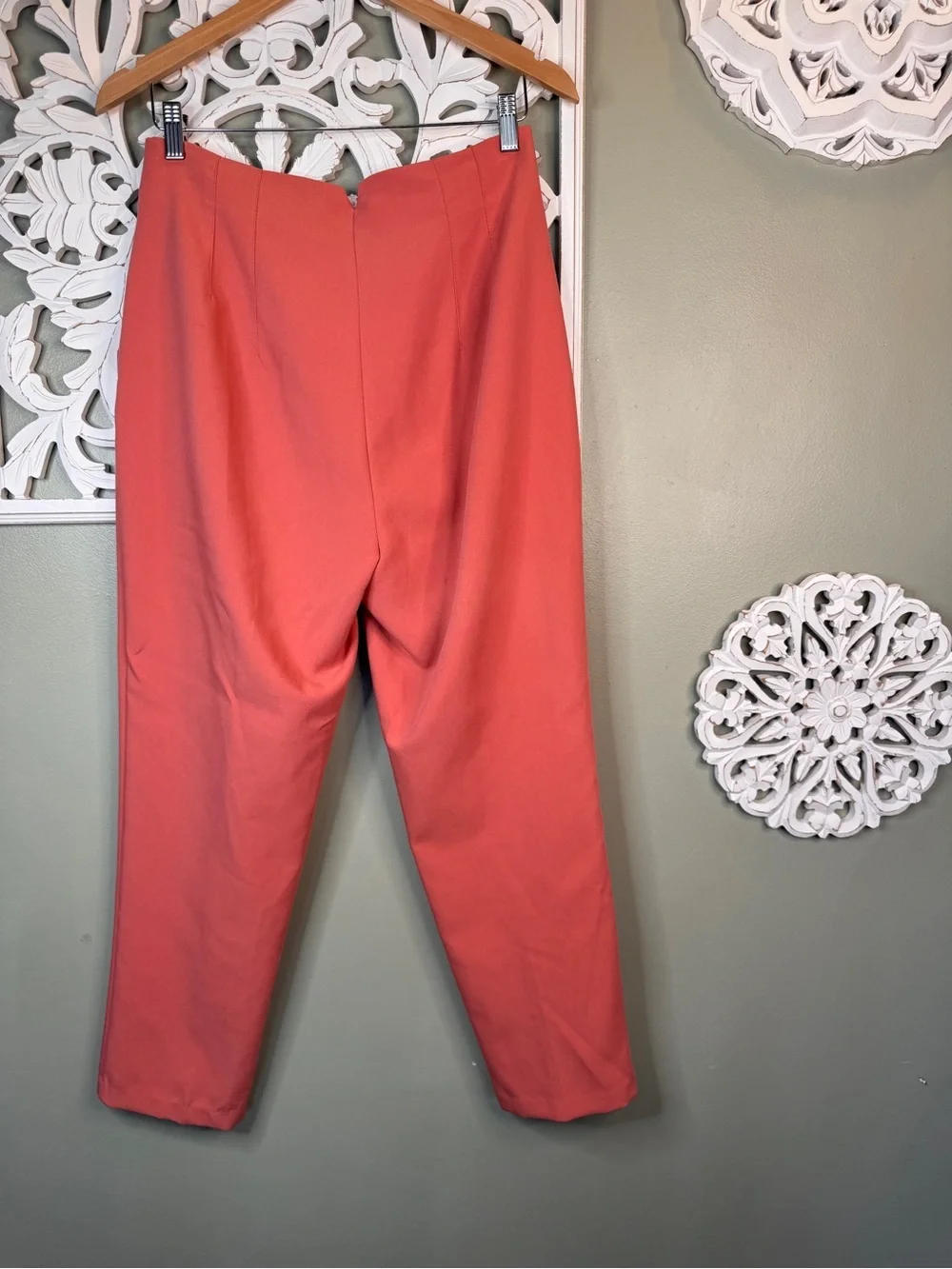 Zara High-Rise Coral Pink Tapered Dress Pants Large